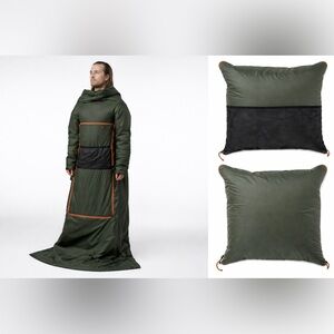 IKEA FALTMAL Wearable Blanket Green Hooded Long Sleeve Throw Pillow